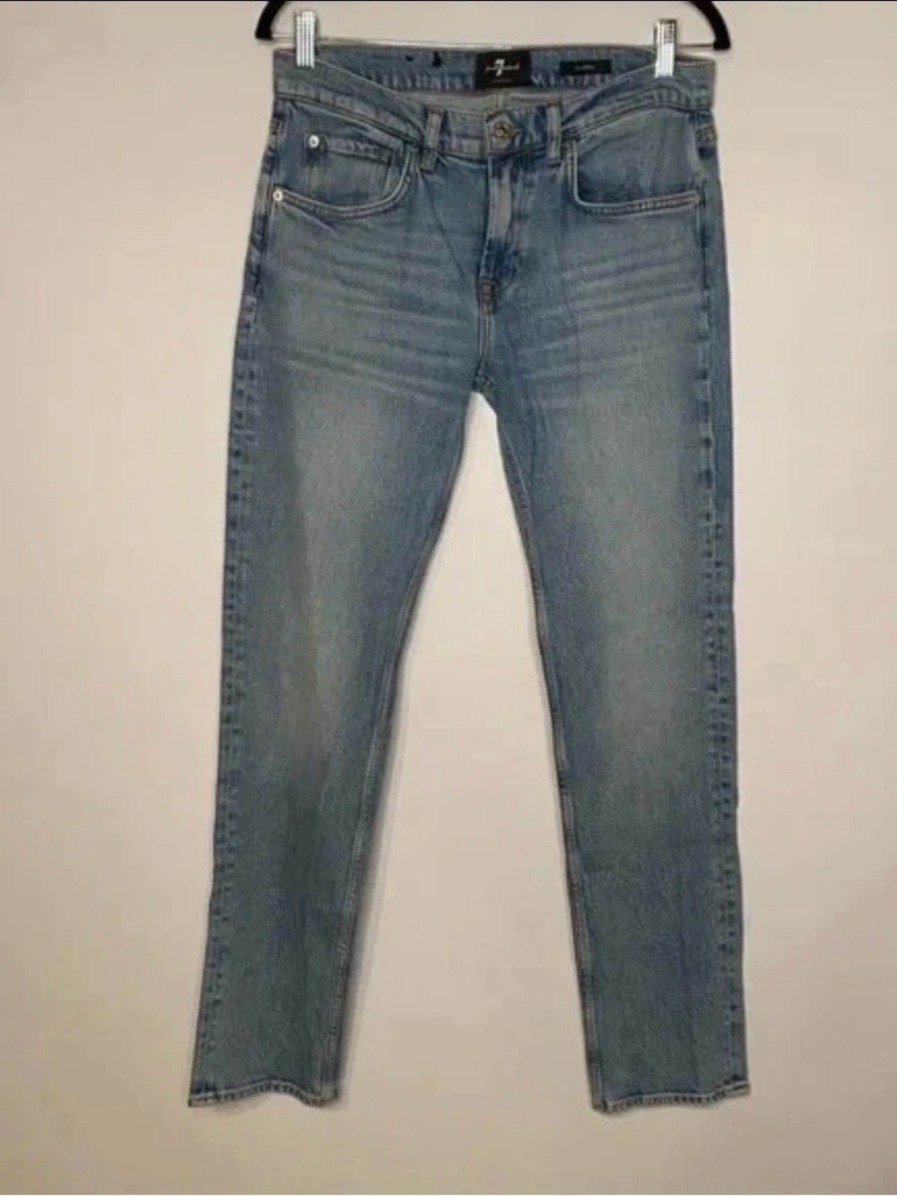 7 For All Mankind Slimmy Jeans Size 31 in Waterfall Blue Straight Slim Fit